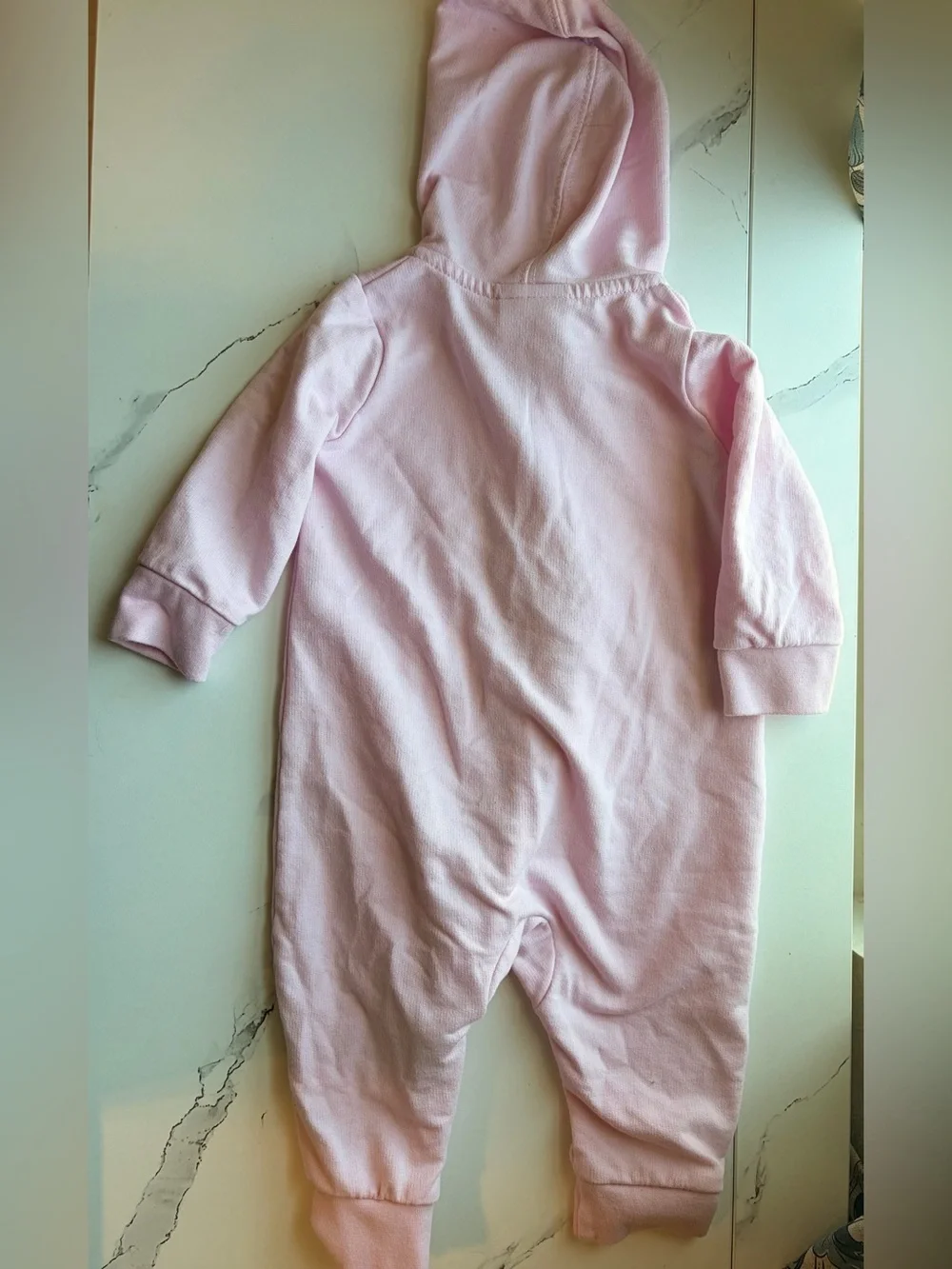 Nike Pink Baby Zip-Up Hooded Size 6 M Romper Like-New